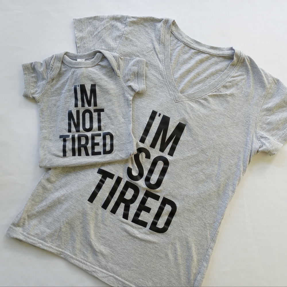 Mommy and Me graphic T set Women's size S and Baby 6m
